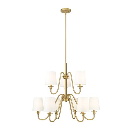 Z-Lite Gianna Chandelier, 9-Light, 32 In.W x 27.5 In.H, Modern Gold/White 7509-9-32MGLD